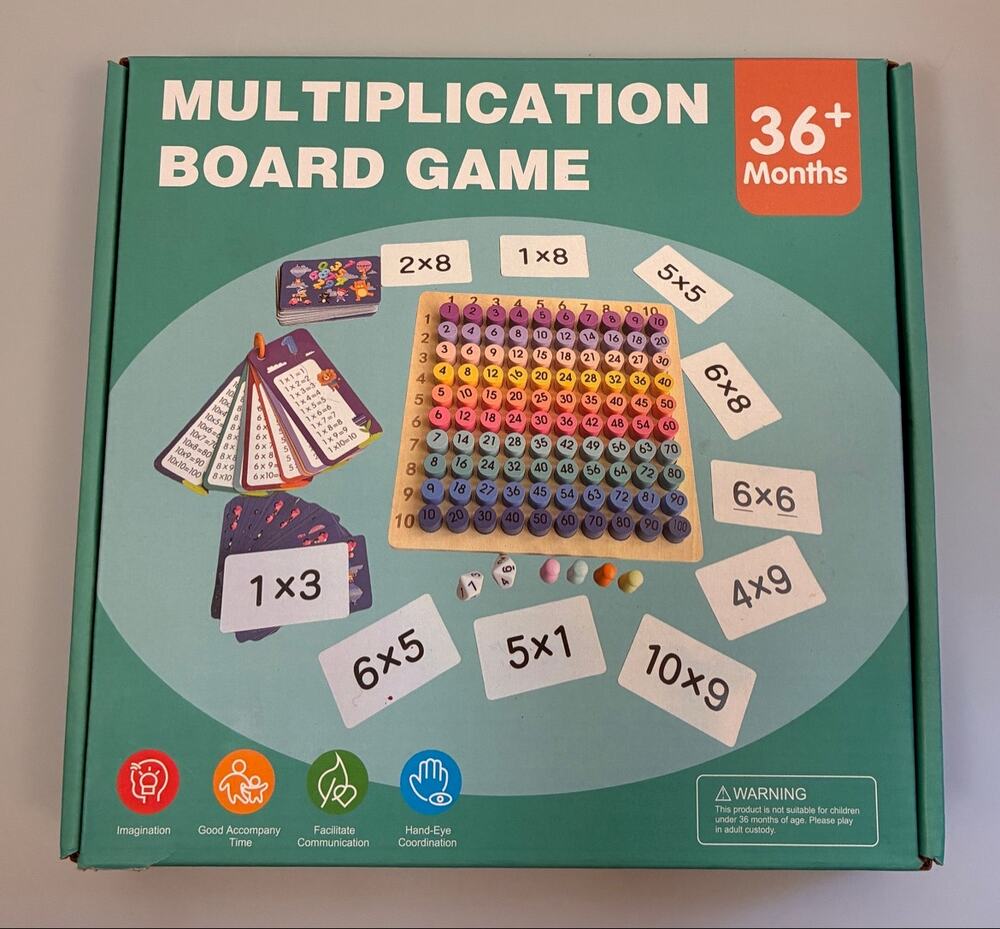 Wooden Multiplication Board Game Montessori Times Table Toy